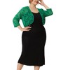 Agnes Orinda Women's Plus Size Sheer Cardigan 3/4 Sleeves Floral Lace Crop Shrug - 2 of 4