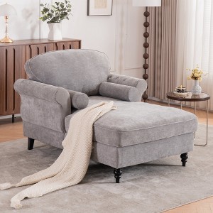 Hrinhom 43.3" W Chaise Lounge, Modern Chenille Sleeper Sofa Bed,Accent Armchair - 1 of 4
