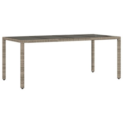 vidaXL Garden Table Grey PE rattan, powder-coated steel, tempered glass