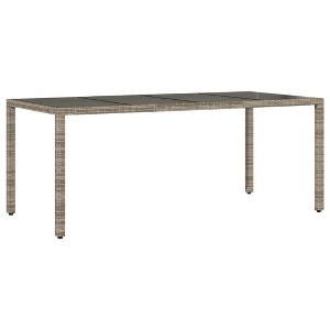vidaXL Garden Table Grey PE rattan, powder-coated steel, tempered glass - 1 of 1