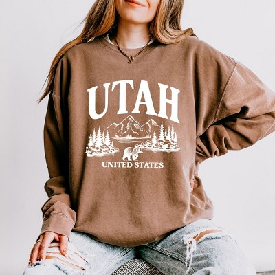 Simply Sage Market Women's Lightweight Garment Dyed Graphic Sweatshirt Utah Forest Scene