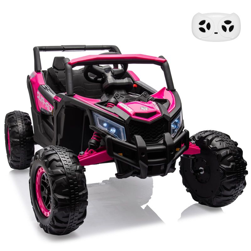 24V Hot Pink and Black Off-Road UTV Ride-On Car