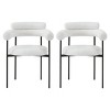 Modern Fabric Upholstered Dining Arm Chairs Set of 2,Curved Back Armrest Dining Chair with Metal Legs,Barrel Kitchen Dining Armchair-Coolbibila - 3 of 4