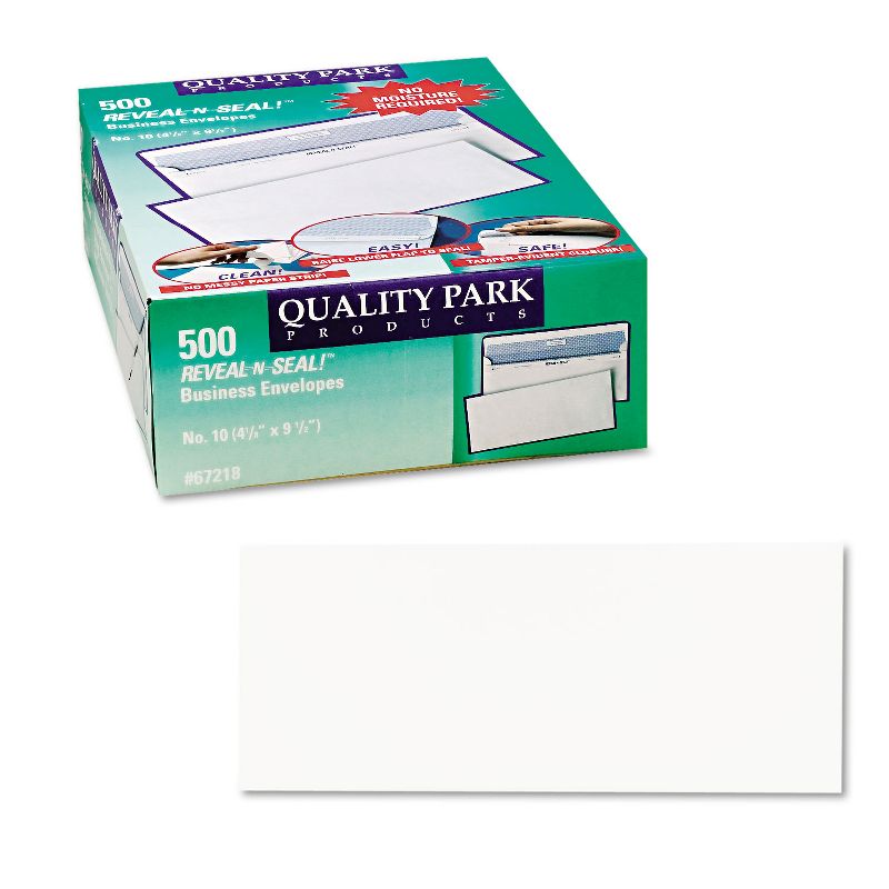 Quality Park Reveal N Seal Business Envelope #10 4 1/8 x 9 1/2 White 500/Box 67218, 3 of 4