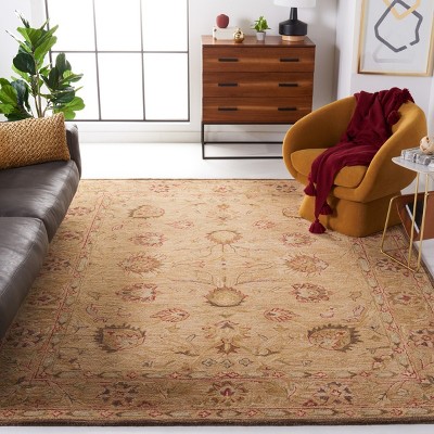 Handmade Tufted Wool-Cotton Blend Red Rectangular Rug