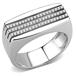 Slickblue Men's Clear CZ Stainless Steel Ring - Polished Unplated Band for Wedding, Anniversary & Casual Wear, Size 8-13 - 1 of 4