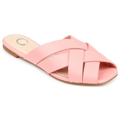 Journee Collection Womens Haize Tru Comfort Foam Slide Low Block Heel Sandals Blush 8.5