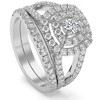 Pompeii3 1 3/4Ct Natural Diamond Cushion Halo Engagement Wedding Ring Set in 10k Gold - 2 of 4