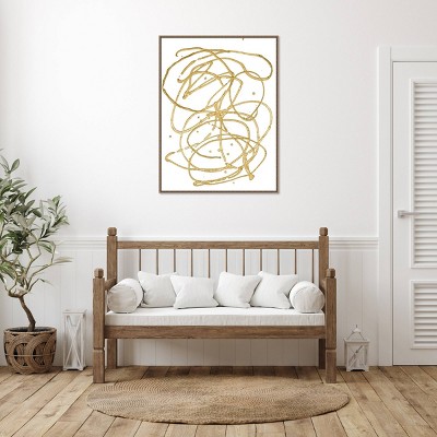 Gold Abstract Beaded Perimeter Framed Canvas Wall Art, 32 x 42