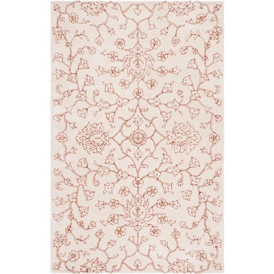 Ivory Rust Floral Hand-Tufted Wool and Viscose 8' x 10' Area Rug