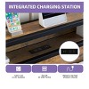 LED Light Platform Bed Frame, Queen Size Bed Frame with 2-Tier Storage Shelf Headboard with Charging Station, Rustic Brown - 4 of 4
