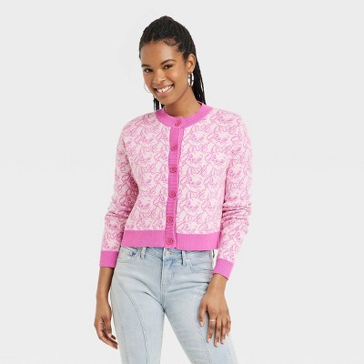 Womens pink shop cardigan sweater