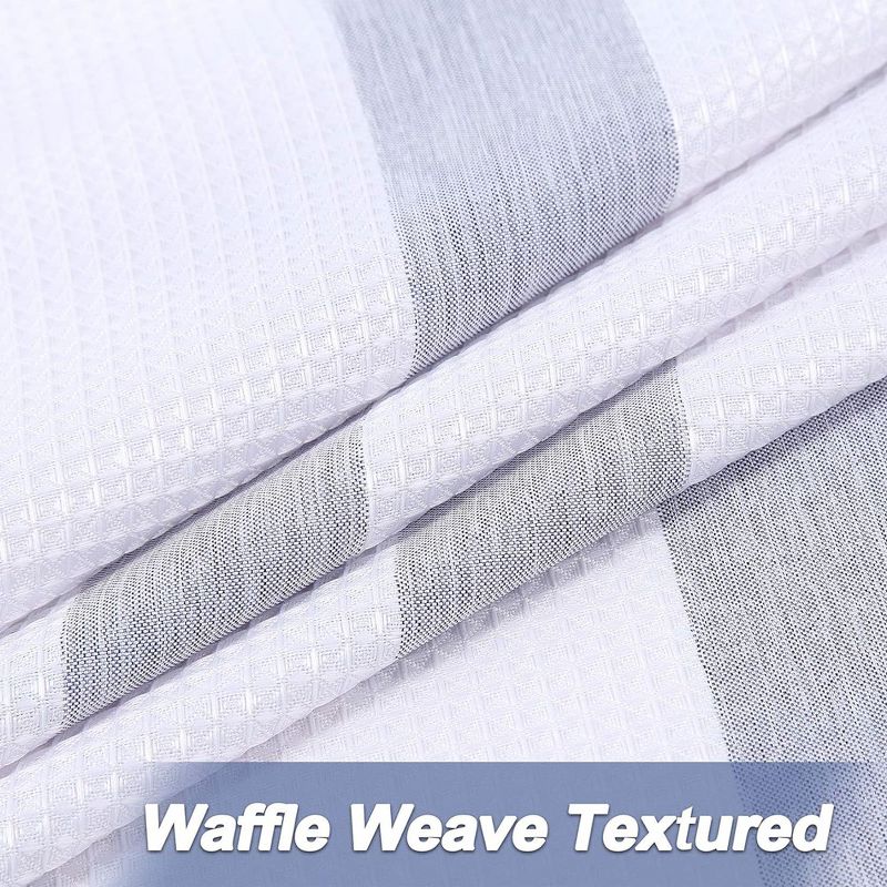 Striped Shower Curtain Waffle Weave Textured Shower Curtain, 5 of 6