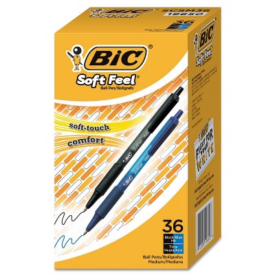 36pk BIC Soft Feel Retractable Ballpoint Pens - Blue/Black