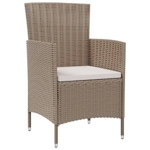 vidaXL Durable Poly Rattan Patio Chairs - Outdoor Relaxation Seating with Thickly Padded Cushions - Beige/Cream - 1 of 4