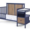 INFURNIC Cribs 4-in-1 Crib and Changer Combo with Adjustable Mattress Heights and Storage, Blue Brown, 73"*29.75"*45.25" - 3 of 4