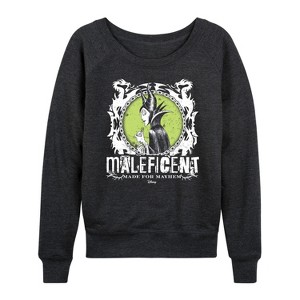 Women's - Disney - Maleficent Punk Lightweight French Terry Wide Neck Long Sleeve Shirt - 1 of 4