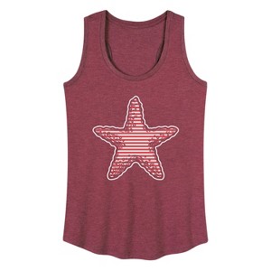 Women's - Instant Message - Nautical Striped Starfish Graphic Racerback Tank - 1 of 4