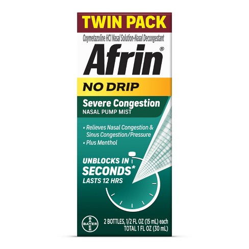 Afrin Nasal Spray No Drip Severe Congestion Relief - 2ct/1 Fl Oz : Target