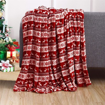 Comfort Flannel Blanket Super Soft Christmas Prints Throw Blanket Christmas Gift.