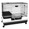 2 Level Small Animal Cage with Wheels and Removable Tray,Indoor Rabbit Hutch for Bunny–LAOTIES - 3 of 4