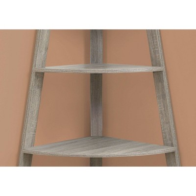 Dark Taupe 60" Corner Etagere Bookcase with 4 Shelves