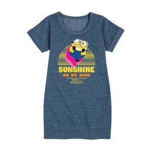 Girls' - Despicable Me Minions - Sunshine On My Mind Graphic Short Sleeve Fleece Dress - 1 of 4
