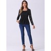 Allegra K Women's Lace Square Neck Long Sleeve Stertch Elegant Casual Peplum Blouse - 4 of 4