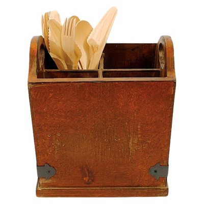 Square Wood & Metal Utensil Holder - 3R Studios