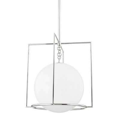 Mitzi Frankie 1 - Light Pendant in  Polished Nickel White Shade