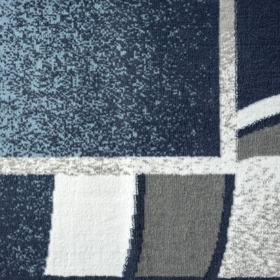 Blue and Grey Abstract Border Synthetic Area Rug Set
