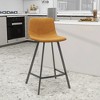 LeisureMod Elland Leather Bar Stool – Modern Counter Height Stool with Black Stainless Steel Legs for Kitchen Island or Home Bar Set of 2 - 2 of 4