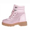 bebe Toddler Girl's Short Lace-up Ankle Combat Boots with Quilted Collar and Heatseal Rhinestones - 3 of 4