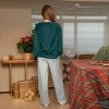Women's Green Fuzzy Knit Sweater & Striped Pants Pajama Set - Cupshe - 4 of 4
