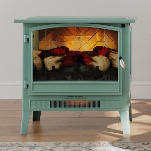 Country Living Infrared Freestanding Electric Fireplace Stove | Electric Indoor Room Heater with Remote, Multiple Flame Colors with Faux Wooden Logs - 1 of 4