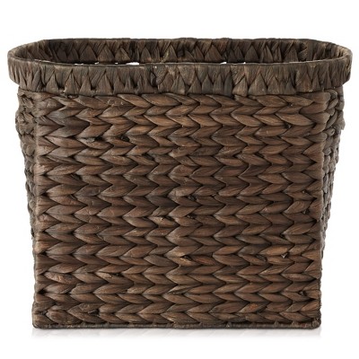 Espresso Oval Seagrass Magazine Holder Basket with Handles