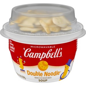 Campbell's Double Noodle Soup Microwavable Bowl with Original Goldfish Crackers - 7oz - 1 of 4