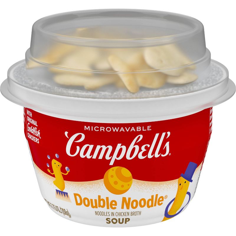 Campbell&#39;s Double Noodle Soup Microwavable Bowl with Original Goldfish Crackers - 7oz, 1 of 13