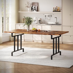 Homhougo Dining Table for 6-8 People - 71 Inch Rectangular Wood Dining Table Rustic Style Kitchen Table Brown - 1 of 4