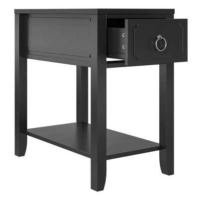 Majesty Black Narrow Side Table with Sophisticated Storage