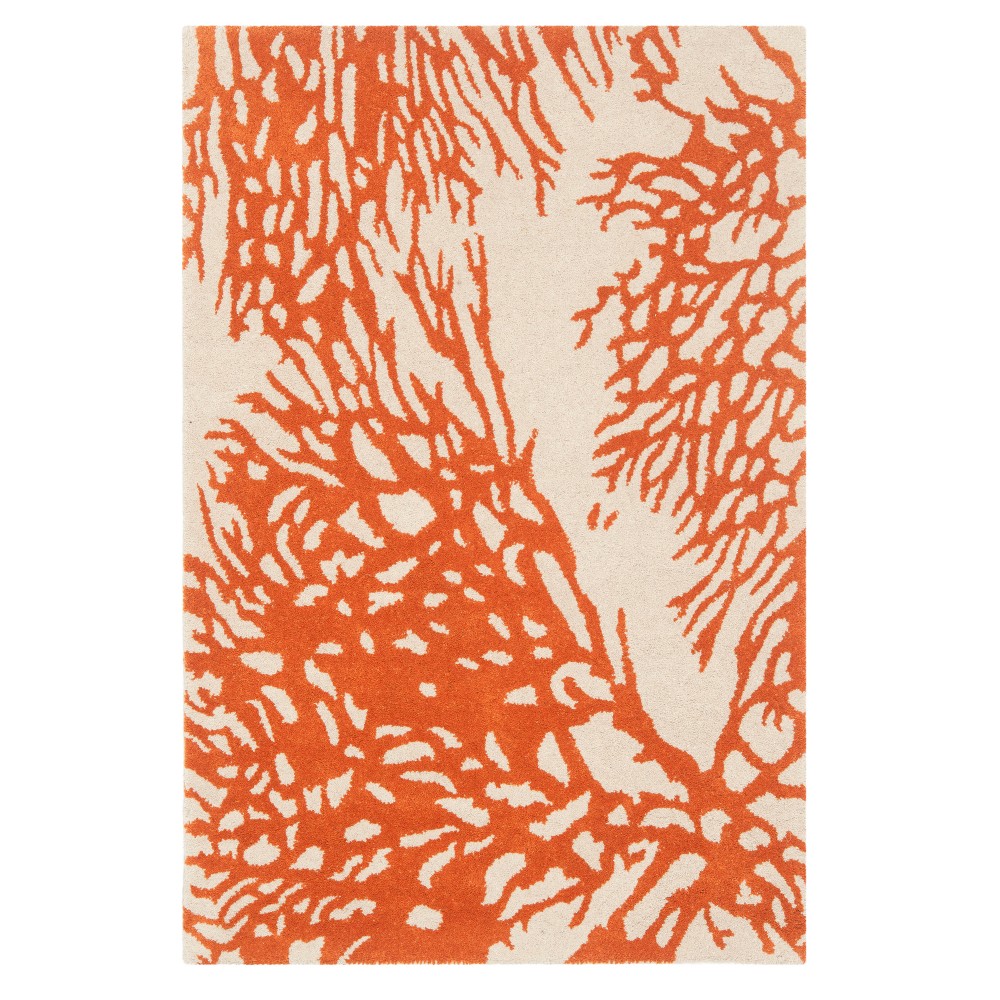 Beige/Terracotta Branch Tufted Accent Rug 2'6inX4' - Safavieh