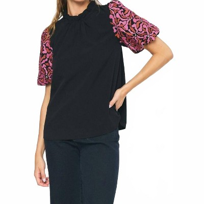 Women's Embroidered Puff Sleeve Top - entro