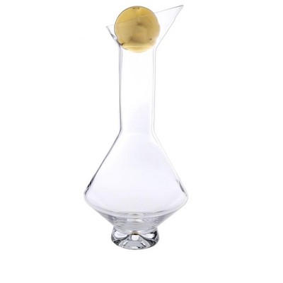 Glass Diamond Shaped Decanter with Gold Reflection and Lid - Thumbnail 3