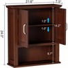 Wood Wall Cabinet with Doors, Adjustable Shelves Over Toilet, Rustic Dark Cherry Bathroom Cabinet for Kitchen Living Room - 3 of 4