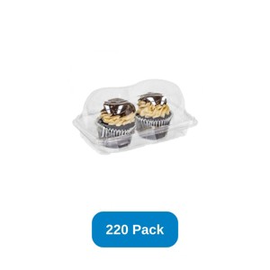 Green Paper Products 2 Count Jumbo Cupcake Container Clear PET - Case of 220 - 1 of 2