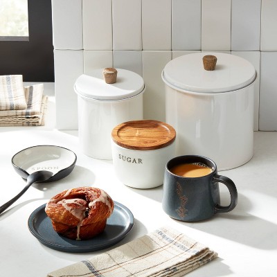 Stoneware Sugar Cellar with Wood Lid Cream/Brown - Hearth & Hand™ with Magnolia, image 2 of 5 slides