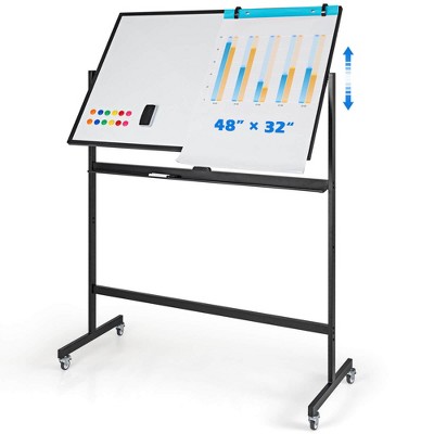 thumbnail image 2 of Rolling Whiteboard, Double Sided Magnetic Dry Erase Board Height 2 of 10