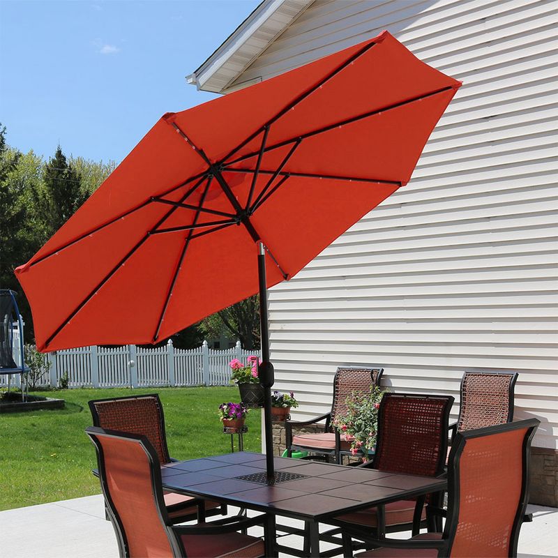 Sunnydaze Outdoor Aluminum Pool Patio Umbrella with Solar LED Lights, Tilt, and Crank - 9', 3 of 15