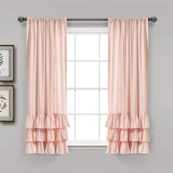 Home Boutique Allison Ruffle Window Curtain Panels Blush 40X63 Set