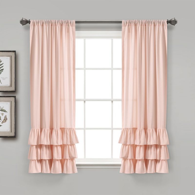Allison Ruffle Window Curtain Panels Blush 40X45 Set, 1 of 6